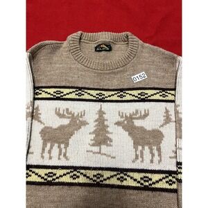 1970'S/80'S Wool Moose Alps Brand Sweater Men's Winter Warm Small Flaw See Pics